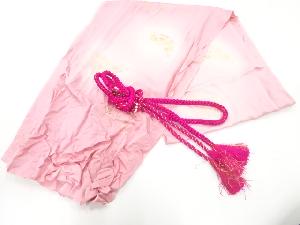 リサイクル　正絹　蝶模様織出し暈し振袖用帯揚げ・帯締めセット